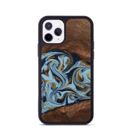 iPhone 11 Pro Wood Phone Case - Karol (Teal & Gold, 800081)