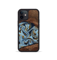 iPhone 12 mini Wood Phone Case - Karol (Teal & Gold, 800081)