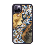iPhone 11 Pro Max Wood Phone Case - Esta (Teal & Gold, 800083)