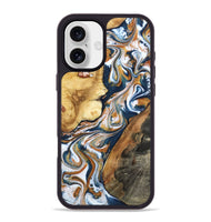 iPhone 16 Plus Wood Phone Case - Esta (Teal & Gold, 800083)