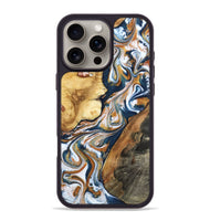 iPhone 16 Pro Max Wood Phone Case - Esta (Teal & Gold, 800083)