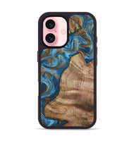 iPhone 16 Wood Phone Case - Julisa (Teal & Gold, 800084)