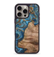 iPhone 16 Pro Max Wood Phone Case - Julisa (Teal & Gold, 800084)