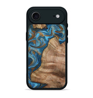 iPhone 17 Air Wood Phone Case - Julisa (Teal & Gold, 800084)