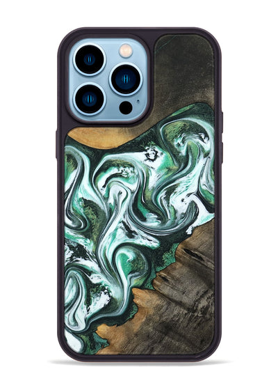 iPhone 14 Pro Max Wood Phone Case - Philip (Green, 800094)