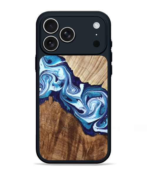 iPhone 17 Pro Max Wood Phone Case - Maira (Blue, 800198)
