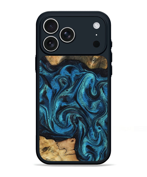 iPhone 17 Pro Max Wood Phone Case - Raheem (Blue, 800212)