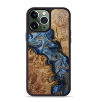 iPhone 13 Pro Max Wood Phone Case - Nayeli (Teal & Gold, 800421)