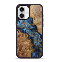 iPhone 16 Plus Wood Phone Case - Nayeli (Teal & Gold, 800421)