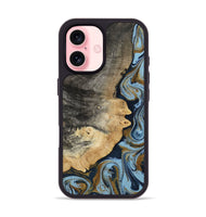 iPhone 16 Wood Phone Case - Letha (Teal & Gold, 800458)