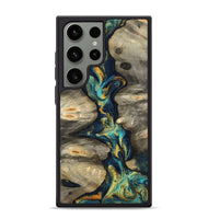 Galaxy S24 Ultra Wood Phone Case - Syreeta (Teal & Gold, 800459)