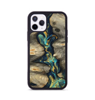 iPhone 11 Pro Wood Phone Case - Syreeta (Teal & Gold, 800459)