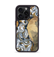 iPhone 15 Pro Wood Phone Case - Jaeden (Teal & Gold, 800460)