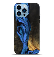 iPhone 14 Pro Max Wood Live Edge Phone Case - Teresa (Blue, 800506)