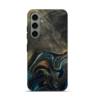 Galaxy S24 Wood Live Edge Phone Case - Titus (Teal & Gold, 800508)