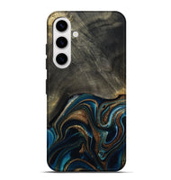 Galaxy S25 Plus Wood Live Edge Phone Case - Titus (Teal & Gold, 800508)