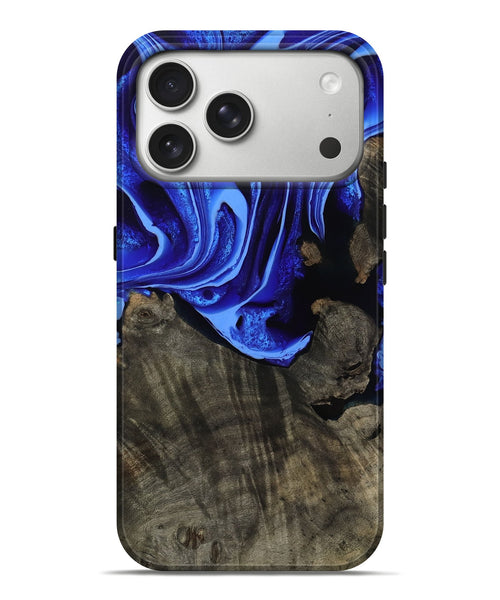 iPhone 17 Pro Max Wood Live Edge Phone Case - Antonia (Blue, 800512)