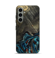 Galaxy S24 Wood Live Edge Phone Case - Nettie (Teal & Gold, 800518)