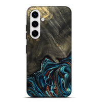 Galaxy S25 Plus Wood Live Edge Phone Case - Nettie (Teal & Gold, 800518)
