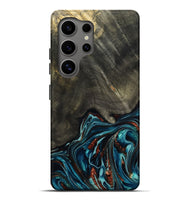 Galaxy S25 Ultra Wood Live Edge Phone Case - Nettie (Teal & Gold, 800518)