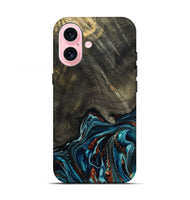 iPhone 17 Wood Live Edge Phone Case - Nettie (Teal & Gold, 800518)