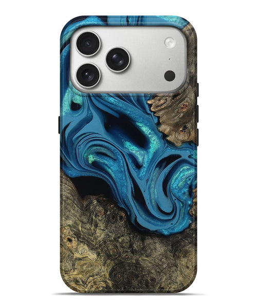 iPhone 17 Pro Max Wood Live Edge Phone Case - Giles (Blue, 800519)