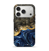 iPhone 17 Pro Wood Live Edge Phone Case - Leona (Blue, 800541)