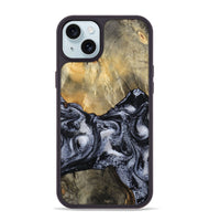 iPhone 15 Plus Wood Phone Case - Andria (Black & White, 800558)