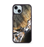 iPhone 15 Wood Phone Case - Hailee (Black & White, 800559)