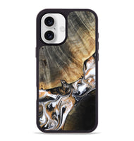 iPhone 16 Plus Wood Phone Case - Hailee (Black & White, 800559)