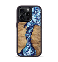 iPhone 15 Pro Wood Phone Case - Maddie (Blue, 800665)