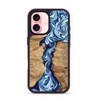 iPhone 16 Wood Phone Case - Maddie (Blue, 800665)