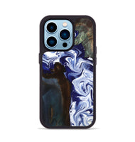 iPhone 14 Pro Wood Phone Case - Ed (Blue, 800666)