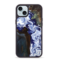 iPhone 15 Plus Wood Phone Case - Ed (Blue, 800666)