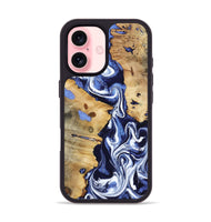iPhone 16 Wood Phone Case - Zona (Blue, 800667)