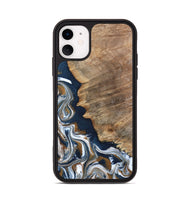 iPhone 11 Wood Phone Case - Whitley (Teal & Gold, 800685)