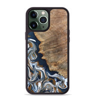 iPhone 13 Pro Max Wood Phone Case - Whitley (Teal & Gold, 800685)