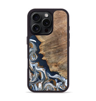 iPhone 16 Pro Wood Phone Case - Whitley (Teal & Gold, 800685)