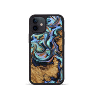 iPhone 12 mini Wood Phone Case - Arjun (Teal & Gold, 800688)