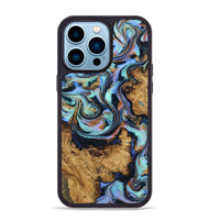 iPhone 14 Pro Max Wood Phone Case - Arjun (Teal & Gold, 800688)