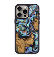 iPhone 15 Pro Max Wood Phone Case - Arjun (Teal & Gold, 800688)