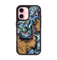 iPhone 16 Wood Phone Case - Arjun (Teal & Gold, 800688)