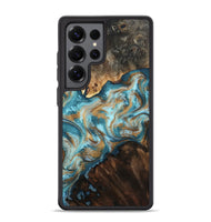 Galaxy S25 Ultra Wood Phone Case - Dominic (Teal & Gold, 800692)