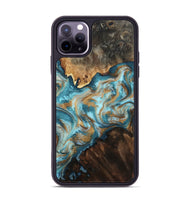 iPhone 11 Pro Max Wood Phone Case - Dominic (Teal & Gold, 800692)