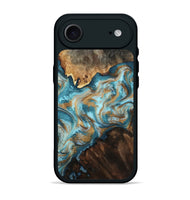iPhone 17 Air Wood Phone Case - Dominic (Teal & Gold, 800692)