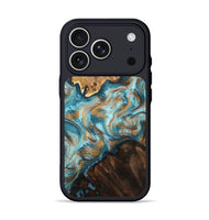 iPhone 17 Pro Wood Phone Case - Dominic (Teal & Gold, 800692)