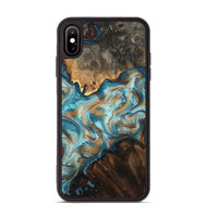 iPhone Xs Max Wood Phone Case - Dominic (Teal & Gold, 800692)