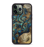 iPhone 13 Pro Max Wood Phone Case - Rodolfo (Teal & Gold, 800693)