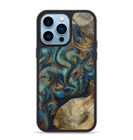iPhone 14 Pro Max Wood Phone Case - Rodolfo (Teal & Gold, 800693)