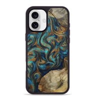 iPhone 16 Plus Wood Phone Case - Rodolfo (Teal & Gold, 800693)
